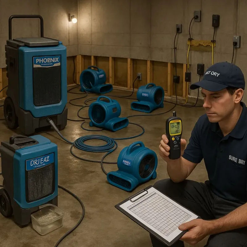 Structural Drying and Dehumidification process in San Marcos, TX